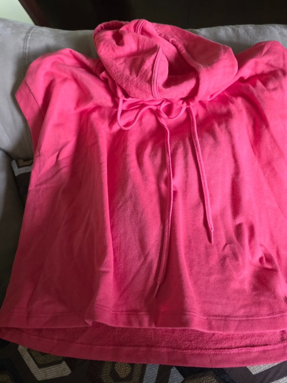 Coral Short sleeve crop hoodie, sz XL, Only